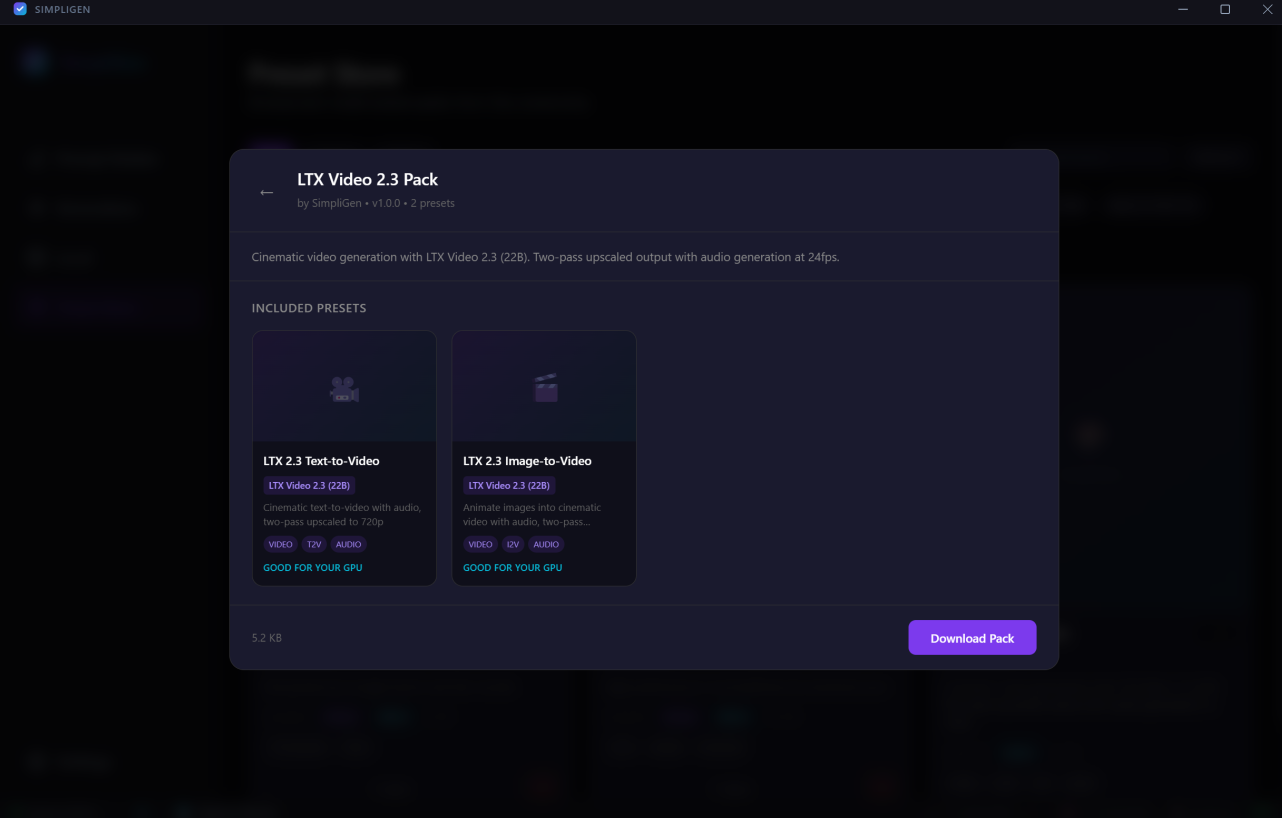 SimpliGen interface