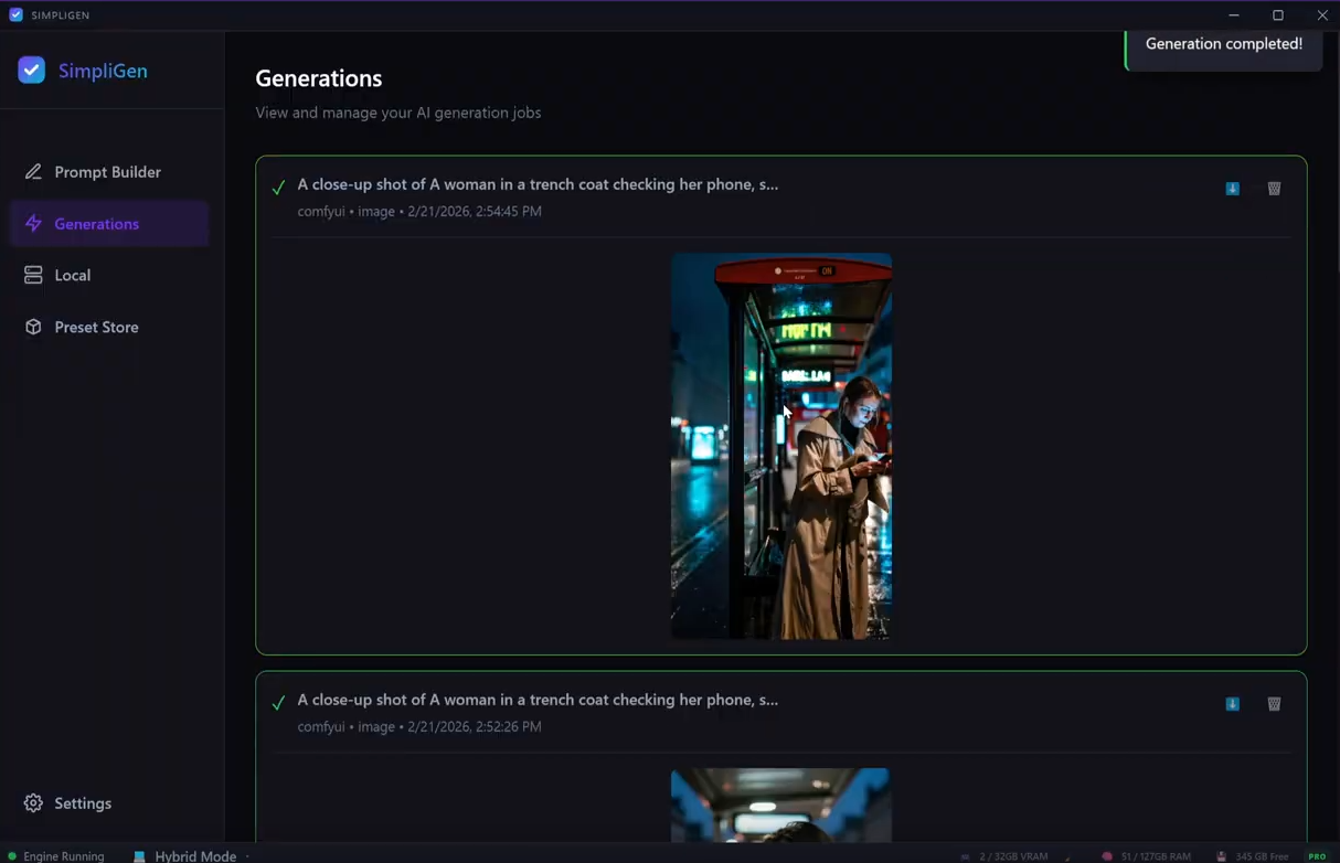 SimpliGen — generation preview